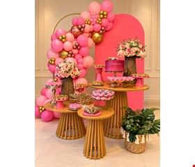 Decoração Adulto - Vime Rosa & Dourado 