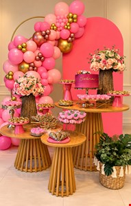Decoração Adulto - Vime Rosa & Dourado 