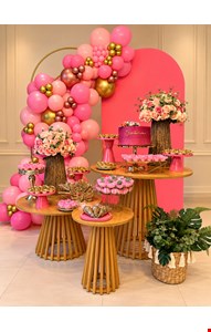 Decoração Adulto - Vime Rosa & Dourado 