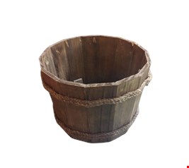 Cachepot de Madeira Rustica com Cipó - M
