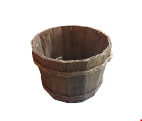 Cachepot de Madeira Rustica com Cipó - M