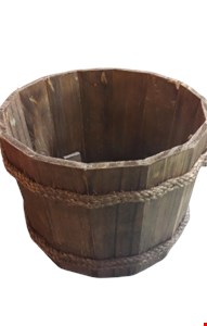 Cachepot de Madeira Rustica com Cipó - M