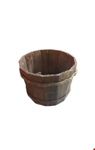 Cachepot de Madeira Rustica com Cipó - M
