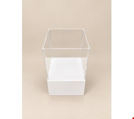 Cubo Acrílico Duplo Transparente e Base Branca P 61cmA 31cmL