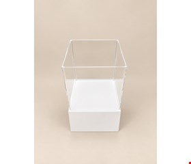 Cubo Acrílico Duplo Transparente e Base Branca P 61cmA 31cmL