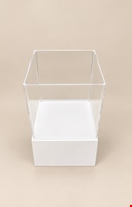 Cubo Acrílico Duplo Transparente e Base Branca P 61cmA 31cmL