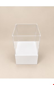Cubo Acrílico Duplo Transparente e Base Branca P 61cmA 31cmL