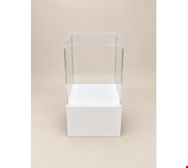 Cubo Acrílico Duplo Transparente e Base Branca M 71cmA 34cmL