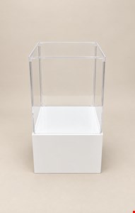 Cubo Acrílico Duplo Transparente e Base Branca M 71cmA 34cmL