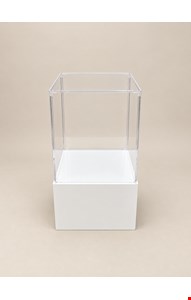 Cubo Acrílico Duplo Transparente e Base Branca M 71cmA 34cmL