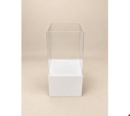 Cubo Acrílico Duplo Transparente e Base Branca G 81cmA 37cmL