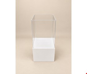 Cubo Acrílico Duplo Transparente e Base Branca G 81cmA 37cmL