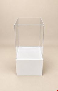 Cubo Acrílico Duplo Transparente e Base Branca G 81cmA 37cmL