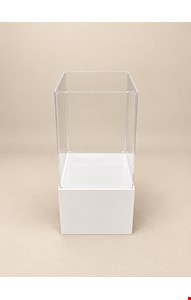 Cubo Acrílico Duplo Transparente e Base Branca G 81cmA 37cmL