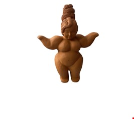 Escultura Gordinha em Barro Marron 33cmA