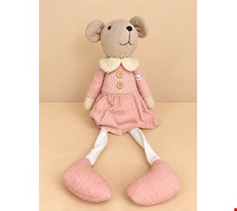 Temático Natal- Ursa Sentada Vestido Rosa 24cmA