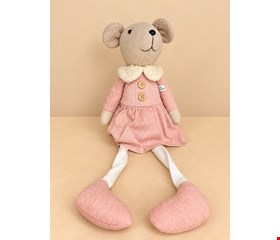 Temático Natal- Ursa Sentada Vestido Rosa 24cmA