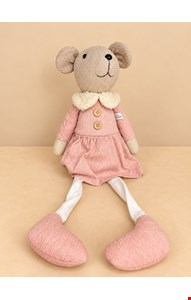 Temático Natal- Ursa Sentada Vestido Rosa 24cmA