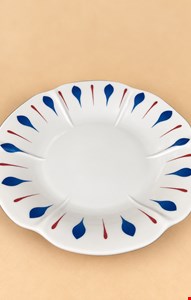 Travessa Oval Bordas Florais Azul 33cmL 