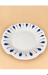 Travessa Oval Bordas Florais Azul 33cmL 
