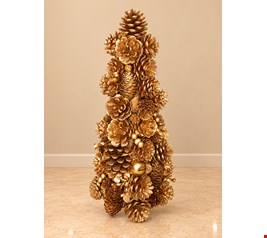 Temático Natal- Árvore de Natal centro de Mesa Dourada 42cmA Temático Natal- Árvore de Natal centro de Mesa Dourada 42cmA