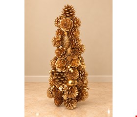 Temático Natal- Árvore de Natal centro de Mesa Dourada 42cmA Temático Natal- Árvore de Natal centro de Mesa Dourada 42cmA