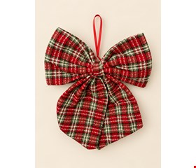 Temático Natal- Laço Xadrez Vermelho 23cmC Temático Natal- Laço Xadrez Vermelho 23cmC