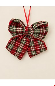 Temático Natal- Laço Xadrez Vermelho 23cmC Temático Natal- Laço Xadrez Vermelho 23cmC