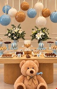 Decoração- Chá de Bebê Azul com Branco V Decoração- Chá de Bebê Azul com Branco V